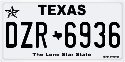 TX license plate DZR6936