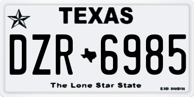 TX license plate DZR6985