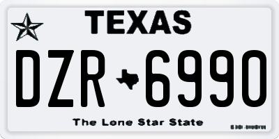 TX license plate DZR6990