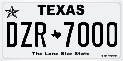 TX license plate DZR7000