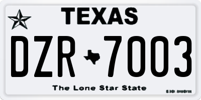 TX license plate DZR7003