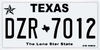 TX license plate DZR7012