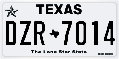 TX license plate DZR7014