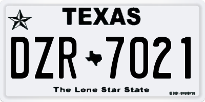 TX license plate DZR7021