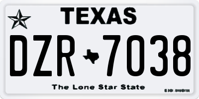 TX license plate DZR7038