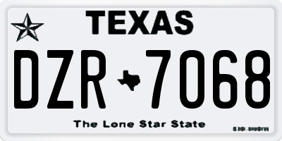 TX license plate DZR7068