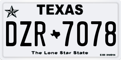 TX license plate DZR7078