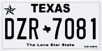 TX license plate DZR7081