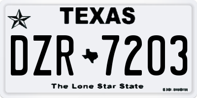 TX license plate DZR7203