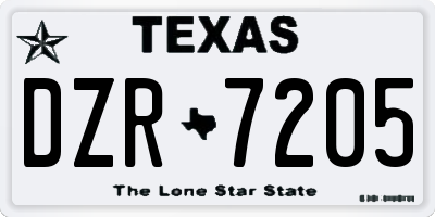 TX license plate DZR7205