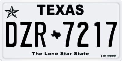 TX license plate DZR7217