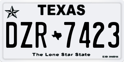 TX license plate DZR7423