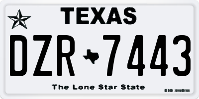 TX license plate DZR7443