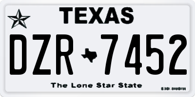 TX license plate DZR7452