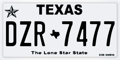 TX license plate DZR7477