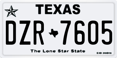 TX license plate DZR7605