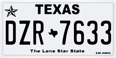 TX license plate DZR7633