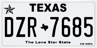 TX license plate DZR7685