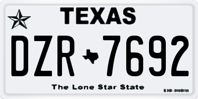 TX license plate DZR7692