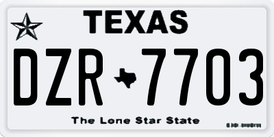 TX license plate DZR7703