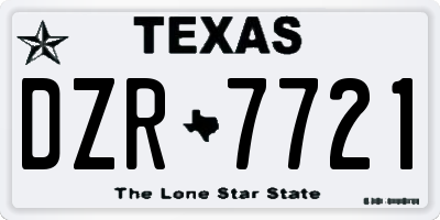 TX license plate DZR7721