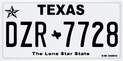 TX license plate DZR7728