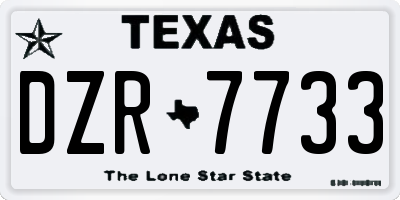 TX license plate DZR7733
