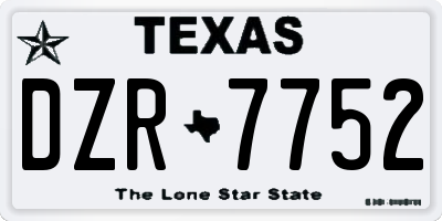 TX license plate DZR7752