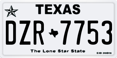 TX license plate DZR7753