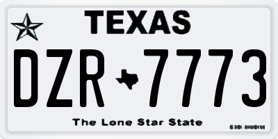TX license plate DZR7773