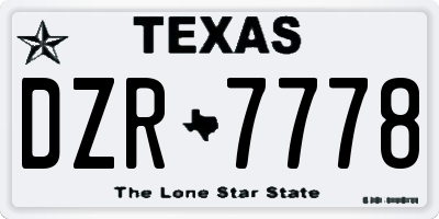 TX license plate DZR7778