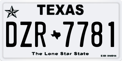 TX license plate DZR7781