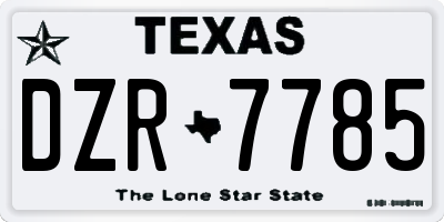 TX license plate DZR7785