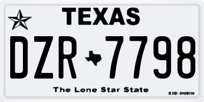 TX license plate DZR7798