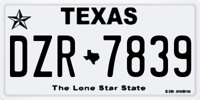 TX license plate DZR7839