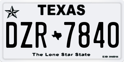 TX license plate DZR7840