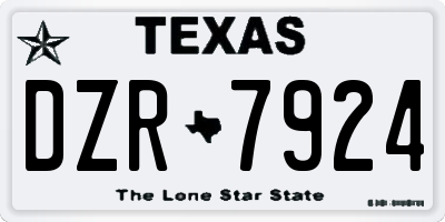 TX license plate DZR7924