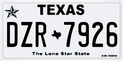 TX license plate DZR7926