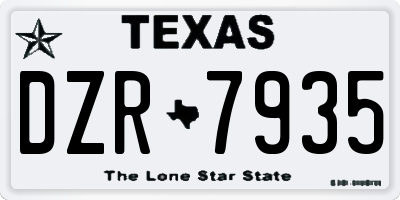 TX license plate DZR7935