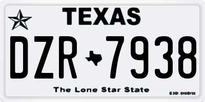 TX license plate DZR7938