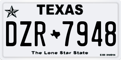 TX license plate DZR7948