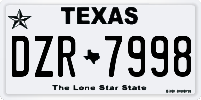 TX license plate DZR7998