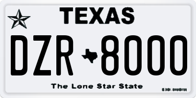 TX license plate DZR8000