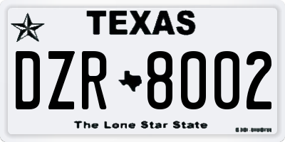 TX license plate DZR8002