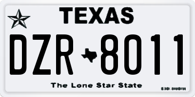 TX license plate DZR8011