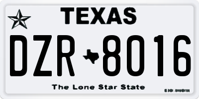 TX license plate DZR8016