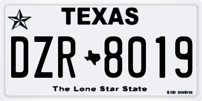 TX license plate DZR8019