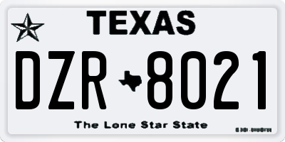 TX license plate DZR8021