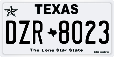 TX license plate DZR8023