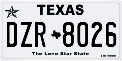 TX license plate DZR8026